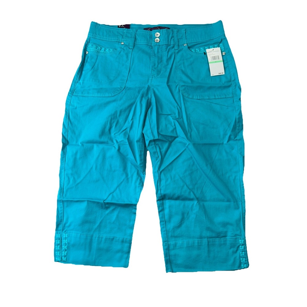 Gloria Vanderbilt Alicia Capri Pants 8 Caribbean Green 60458791-7EB New